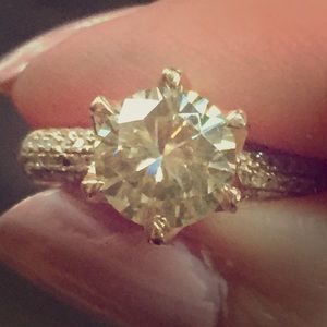 COPY - 2.35 ct moissanite and diamond ring 14 kt gold